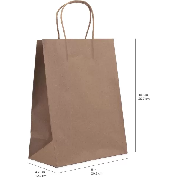 Amazon Basics Kraft Paper Gift Bags with Handles for Birthday 16x6x12 Brown 50 Pack100 Count Pack of 1 8 x 425 x 105 Brown