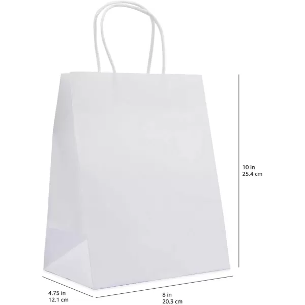 Amazon Basics Kraft Paper Gift Bags with Handles for Birthday 16x6x12 Brown 50 Pack100 Count Pack of 1 8 x 425 x 105 White