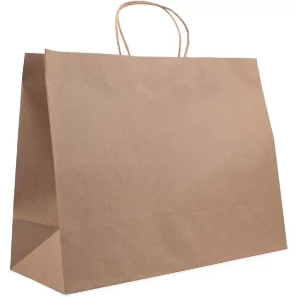 Amazon Basics Kraft Paper Gift Bags with Handles for Birthday 16x6x12 Brown 50 Pack50 Count Pack of 1 16 x 6 x 12 Brown