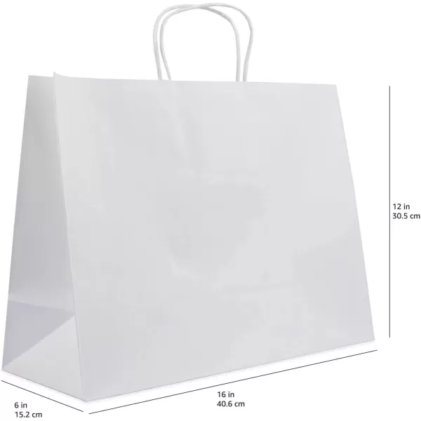 Amazon Basics Kraft Paper Gift Bags with Handles for Birthday 16x6x12 Brown 50 Pack50 Count Pack of 1 16 x 6 x 12 White