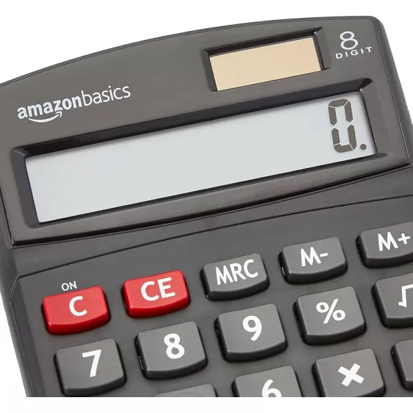 Amazon Basics LCD 8Digit Desktop Calculator 1 Pack Small BlackBlack 1 pack Calculator