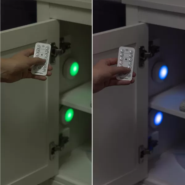 Amazon Basics LED Puck Lights Color Changing Battery Operated IR Remote 40 Lumens 2 Pack Wireless Lights Stick on Lights Under Cabinet Lighting Ideal for Closets and More WhiteAmazon Basics LED Puck Lights Color Changing Battery Operated IR Remote 40 Lumens 2 Pack Wireless Lights Stick on Lights Under Cabinet Lighting Ideal for Closets and More White