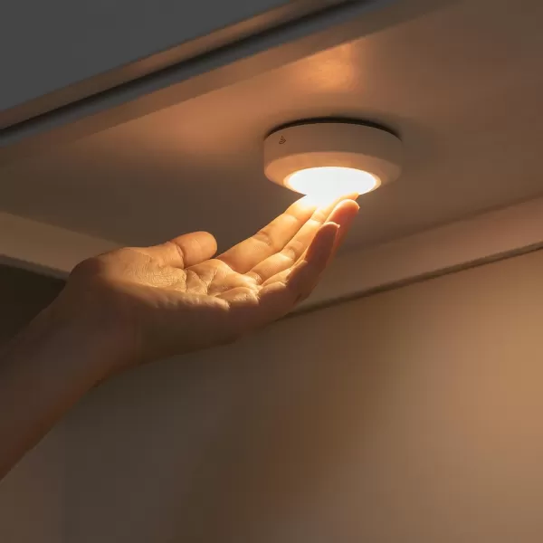 Amazon Basics LED Puck Lights Color Changing Battery Operated IR Remote 40 Lumens 2 Pack Wireless Lights Stick on Lights Under Cabinet Lighting Ideal for Closets and More WhiteAmazon Basics LED Puck Lights Color Changing Battery Operated IR Remote 40 Lumens 2 Pack Wireless Lights Stick on Lights Under Cabinet Lighting Ideal for Closets and More White