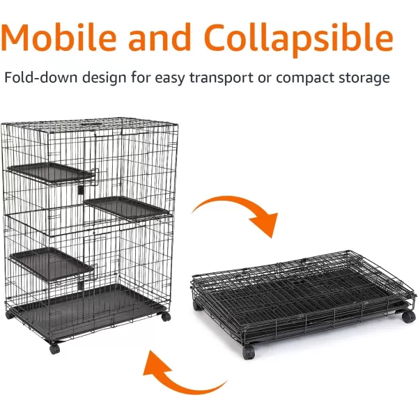 Amazon Basics Large 3Tier Cat DurablePliable Cage Playpen Box Crate Kennel  358L x 224W x 506H BlackAmazon Basics Large 3Tier Cat DurablePliable Cage Playpen Box Crate Kennel  358L x 224W x 506H Black