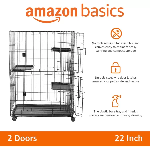 Amazon Basics Large 3Tier Cat DurablePliable Cage Playpen Box Crate Kennel  358L x 224W x 506H BlackAmazon Basics Large 3Tier Cat DurablePliable Cage Playpen Box Crate Kennel  358L x 224W x 506H Black
