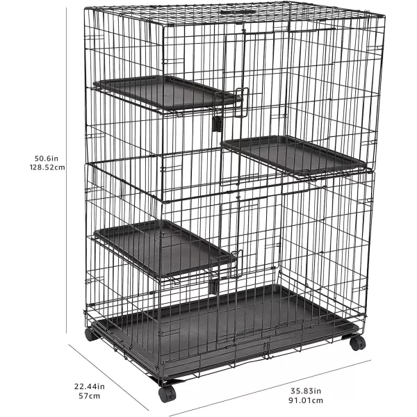 Amazon Basics Large 3Tier Cat DurablePliable Cage Playpen Box Crate Kennel  358L x 224W x 506H BlackAmazon Basics Large 3Tier Cat DurablePliable Cage Playpen Box Crate Kennel  358L x 224W x 506H Black