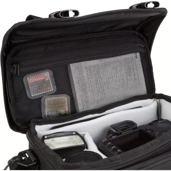 Amazon Basics Large DSLR Gadget Bag Black with Orange Interior SolidLarge Grey Interior