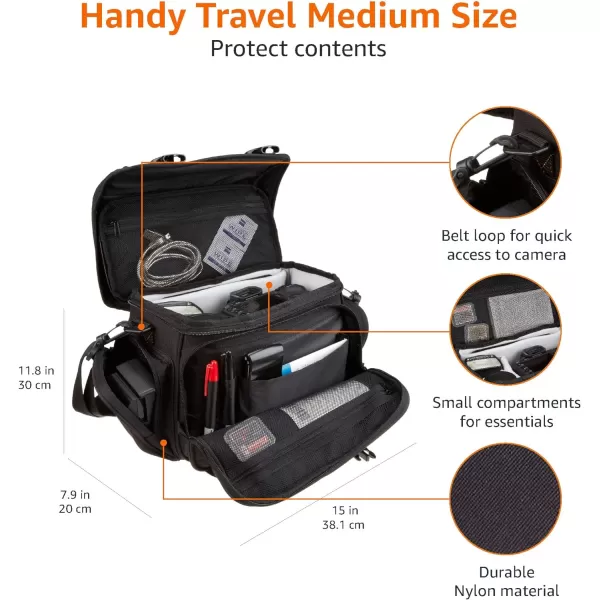 Amazon Basics Large DSLR Gadget Bag Black with Orange Interior SolidLarge Grey Interior