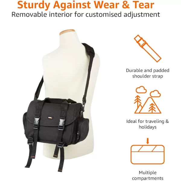 Amazon Basics Large DSLR Gadget Bag Black with Orange Interior SolidLarge Grey Interior