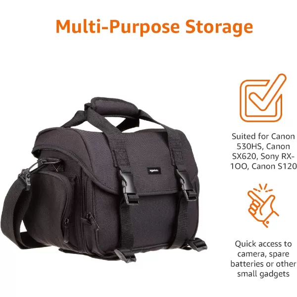 Amazon Basics Large DSLR Gadget Bag Black with Orange Interior SolidLarge Grey Interior