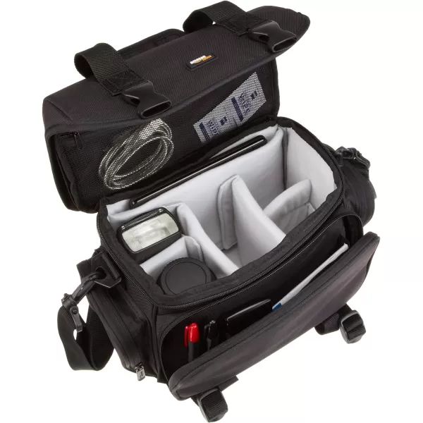 Amazon Basics Large DSLR Gadget Bag Black with Orange Interior SolidLarge Grey Interior
