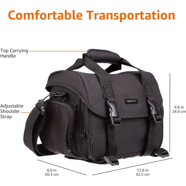 Amazon Basics Large DSLR Gadget Bag Black with Orange Interior SolidLarge Orange Interior