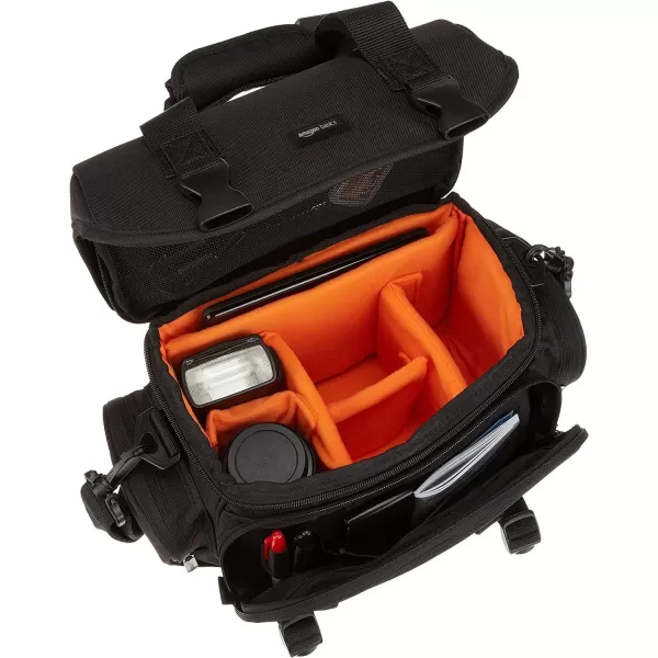 Amazon Basics Large DSLR Gadget Bag Black with Orange Interior SolidLarge Orange Interior