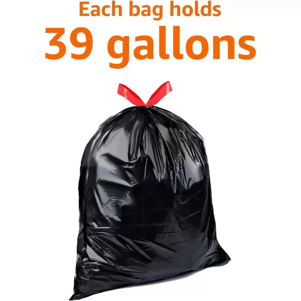 Amazon Basics Lawn amp Leaf Drawstring Trash Bags Unscented 39 Gallon 40 CountRedBlack 40 Count Pack of 1