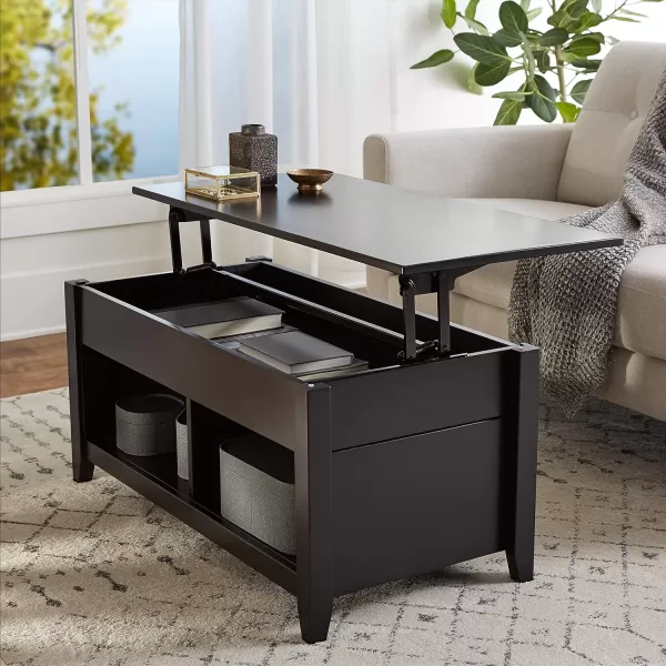 Amazon Basics LiftTop Storage Rectangular Coffee Table Black 40 in x 18 in x 19 inBlack