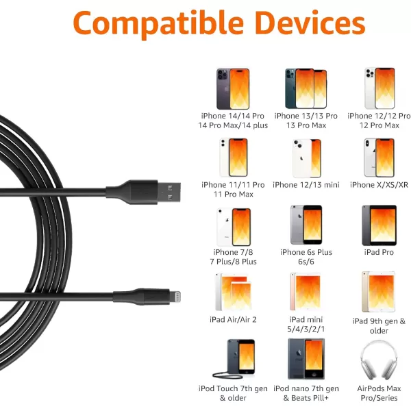 Amazon Basics Lightning to USBA Cable for iPhone 10 Feet White10ft 1Pack Black  A