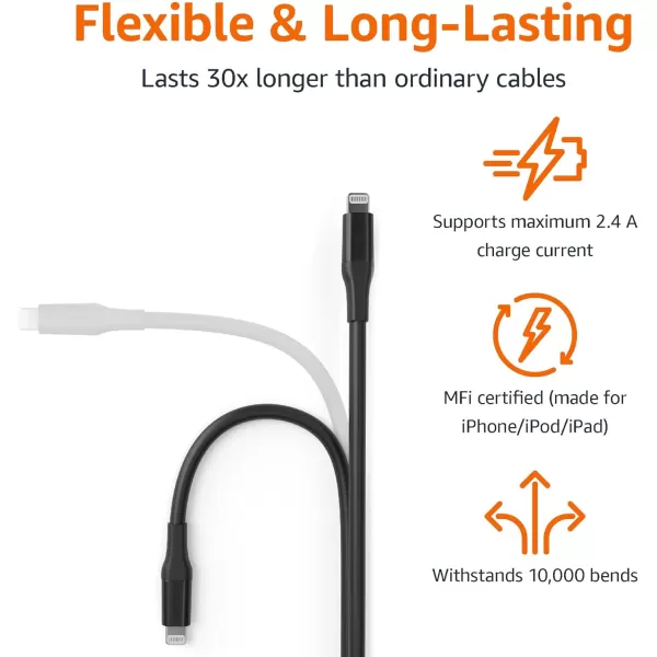 Amazon Basics Lightning to USBA Cable for iPhone 10 Feet White10ft 1Pack Black  A