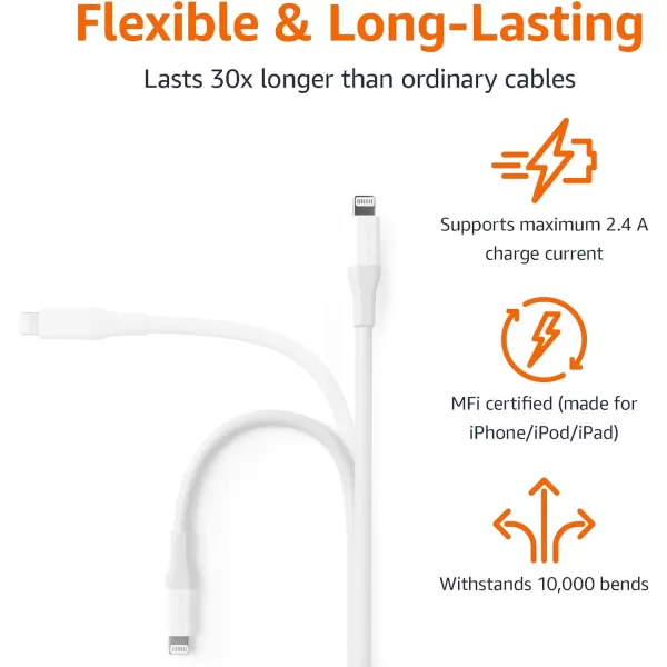 Amazon Basics Lightning to USBA Cable for iPhone 10 Feet White10ft 1Pack White  A