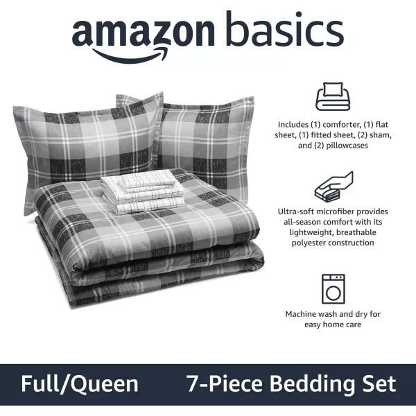 Amazon Basics Lightweight Microfiber BedinaBag Comforter 5Piece Bedding Set Twin XL Red Buffalo Plaid Gingham1Pack FullQueen Distressed Gray Plaid