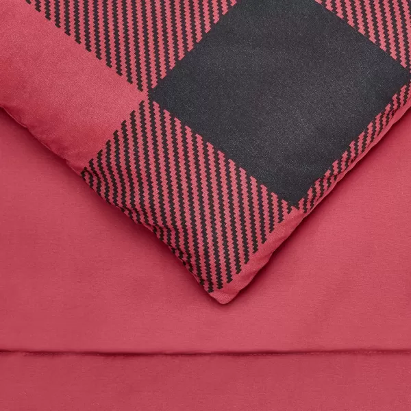 Amazon Basics Lightweight Microfiber BedinaBag Comforter 5Piece Bedding Set Twin XL Red Buffalo Plaid Gingham1Pack King Red Buffalo Plaid