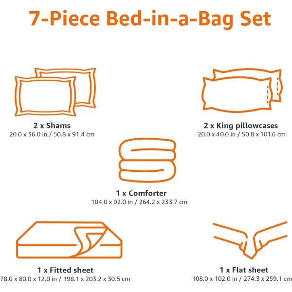 Amazon Basics Lightweight Microfiber BedinaBag Comforter 5Piece Bedding Set TwinTwin XL Navy with Simple PlaidCoral Medallion King