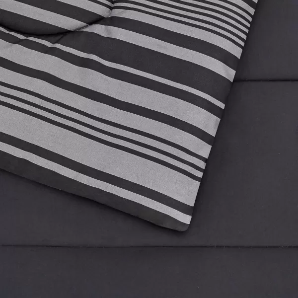 Amazon Basics Lightweight Microfiber BedinaBag Comforter 5Piece Bedding Set TwinTwin XL Navy with Simple PlaidGray Calvin Stripe TwinTwin XL