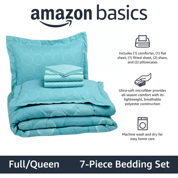 Amazon Basics Lightweight Microfiber BedinaBag Comforter 5Piece Bedding Set TwinTwin XL Navy with Simple PlaidIndustrial Teal FullQueen