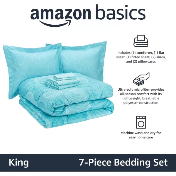 Amazon Basics Lightweight Microfiber BedinaBag Comforter 5Piece Bedding Set TwinTwin XL Navy with Simple PlaidIndustrial Teal King