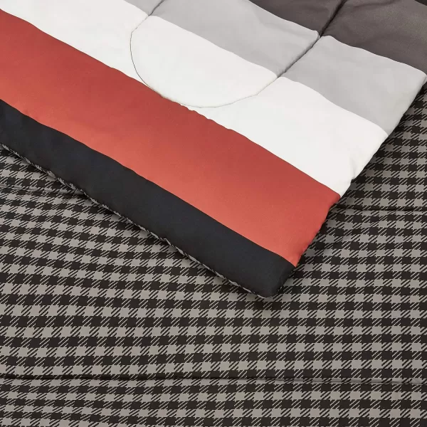 Amazon Basics Lightweight Microfiber BedinaBag Comforter 5Piece Bedding Set TwinTwin XL Navy with Simple PlaidRed Simple Stripe TwinTwin XL