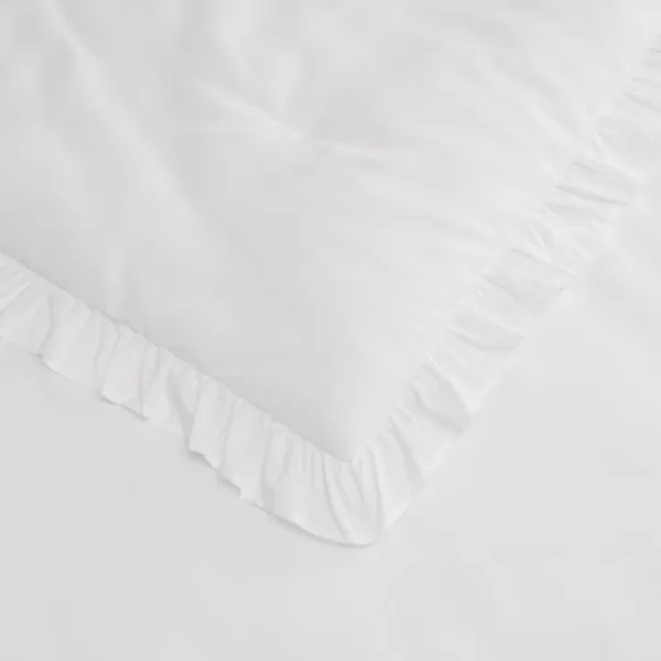 Amazon Basics Lightweight Microfiber BedinaBag Comforter 5Piece Bedding Set TwinTwin XL Navy with Simple PlaidWhite Ruffles TwinTwin XL