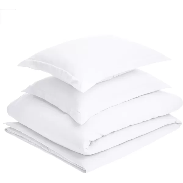 Amazon Basics Lightweight Microfiber Duvet Cover Set with Snap Buttons FullQueen Bright WhiteBright White FullQueen  4 Pack Zipper