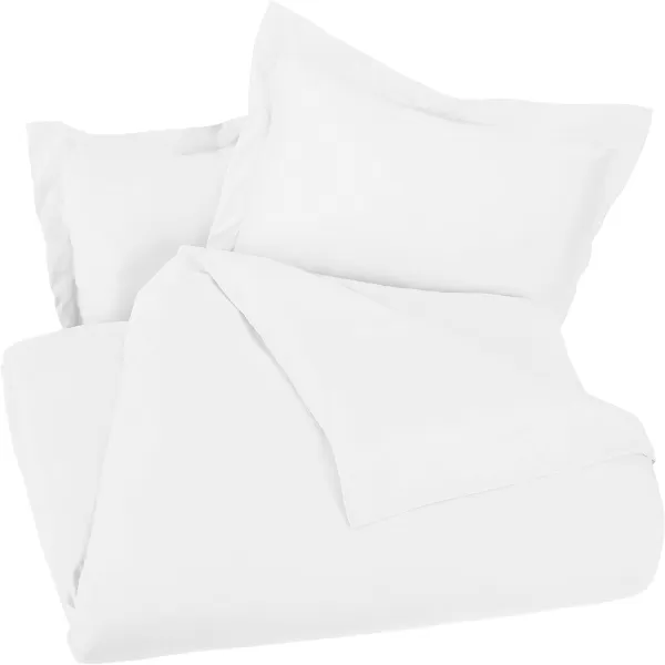 Amazon Basics Lightweight Microfiber Duvet Cover Set with Snap Buttons FullQueen Bright WhiteBright White FullQueen Snap Buttons