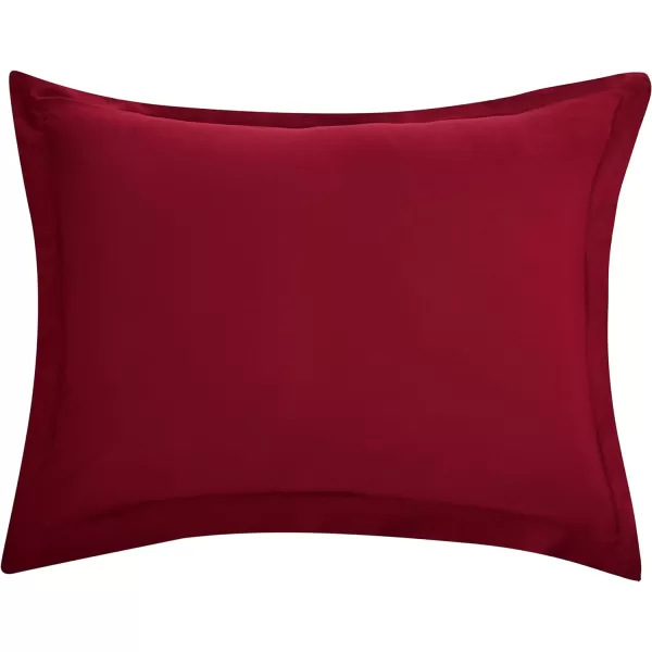Amazon Basics Lightweight Microfiber Duvet Cover Set with Snap Buttons FullQueen Bright WhiteBurgundy FullQueen Zipper