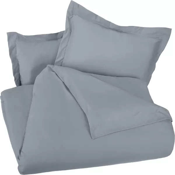 Amazon Basics Lightweight Microfiber Duvet Cover Set with Snap Buttons FullQueen Bright WhiteDark Grey FullQueen Snap Buttons