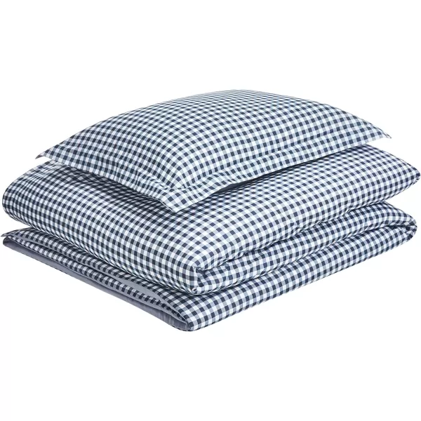 Amazon Basics Lightweight Microfiber Duvet Cover Set with Snap Buttons FullQueen Bright WhiteGingham Plaid TwinTwin XL Zipper