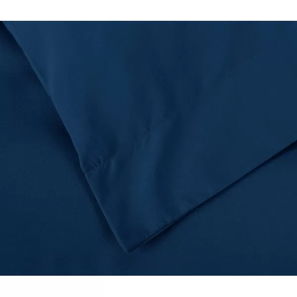 Amazon Basics Lightweight Microfiber Duvet Cover Set with Snap Buttons FullQueen Bright WhiteNavy Blue King Snap Buttons