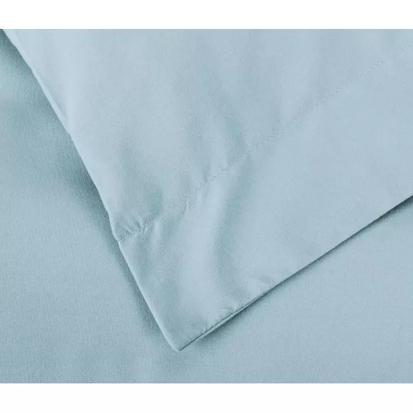 Amazon Basics Lightweight Microfiber Duvet Cover Set with Snap Buttons FullQueen Bright WhiteSpa Blue King Snap Buttons