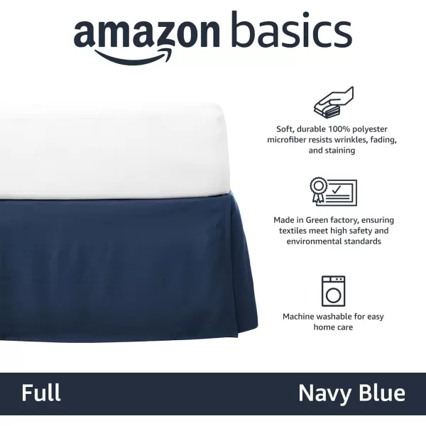 Amazon Basics Lightweight Pleated Bed Skirt Queen Dark GreyFull Navy Blue