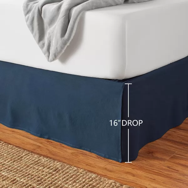 Amazon Basics Lightweight Pleated Bed Skirt Queen Dark GreyFull Navy Blue