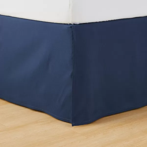 Amazon Basics Lightweight Pleated Bed Skirt Queen Dark GreyFull Navy Blue