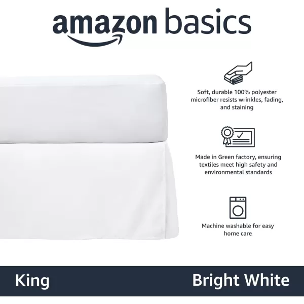 Amazon Basics Lightweight Pleated Bed Skirt Queen Dark GreyKing Bright White