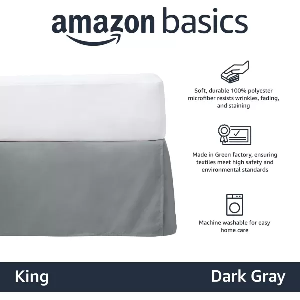 Amazon Basics Lightweight Pleated Bed Skirt Queen Dark GreyKing Dark Grey