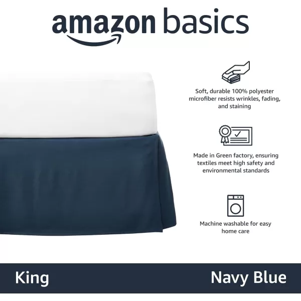 Amazon Basics Lightweight Pleated Bed Skirt Queen Dark GreyKing Navy Blue