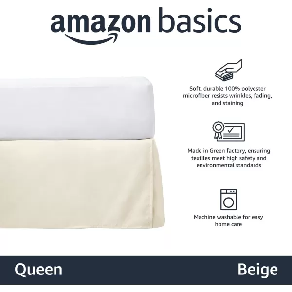 Amazon Basics Lightweight Pleated Bed Skirt Queen Dark GreyQueen Beige