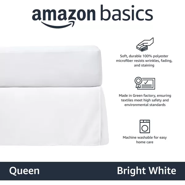 Amazon Basics Lightweight Pleated Bed Skirt Queen Dark GreyQueen Bright White