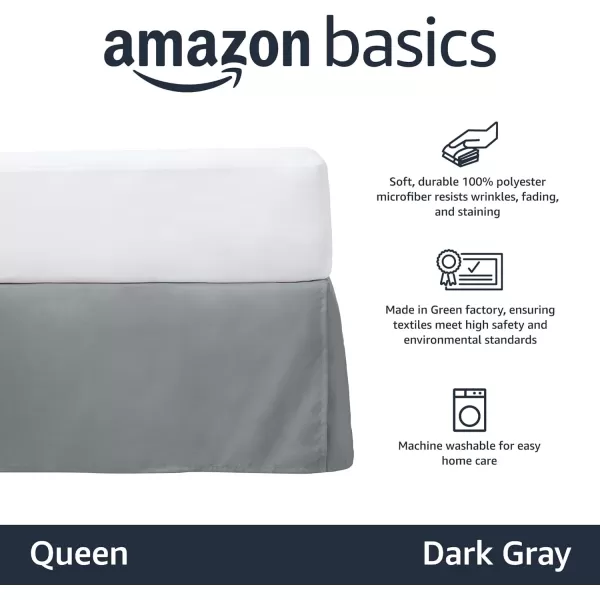 Amazon Basics Lightweight Pleated Bed Skirt Queen Dark GreyQueen Dark Grey