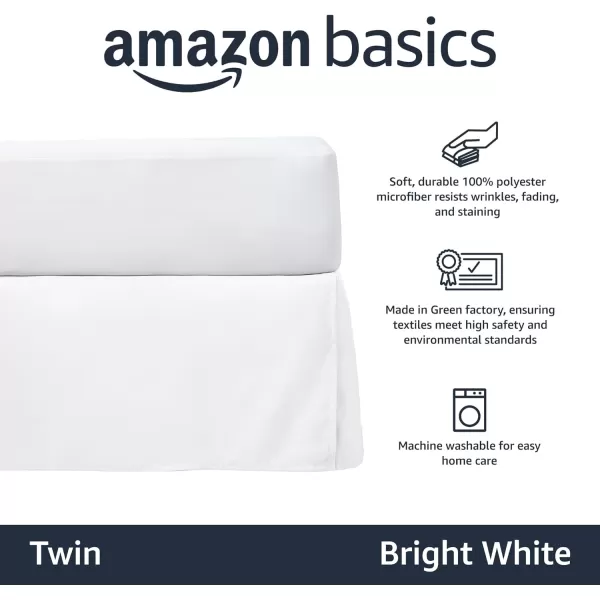 Amazon Basics Lightweight Pleated Bed Skirt Queen Dark GreyTwin Bright White