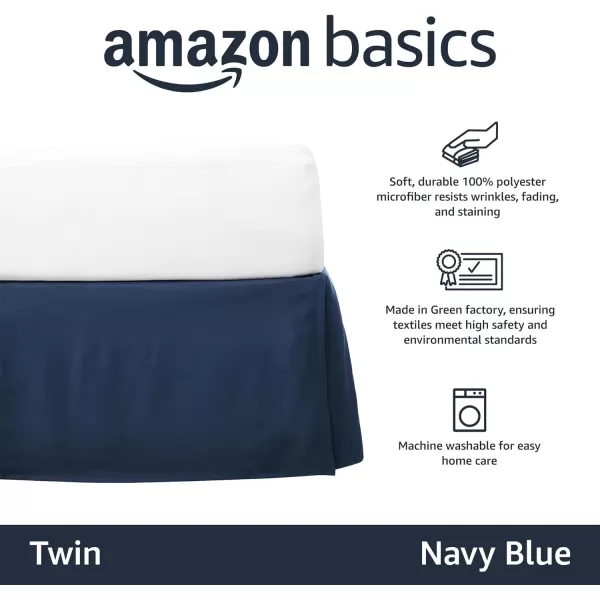 Amazon Basics Lightweight Pleated Bed Skirt Queen Dark GreyTwin Navy Blue