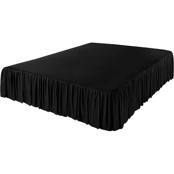 Amazon Basics Lightweight Ruffled Bed Skirt Classic Style Soft and Stylish 100 Microfiber With 16 Drop Queen Bright White SolidFull Black