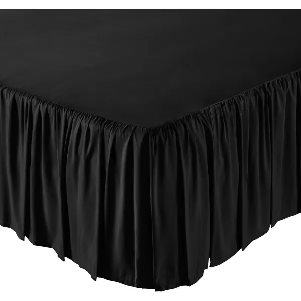 Amazon Basics Lightweight Ruffled Bed Skirt Classic Style Soft and Stylish 100 Microfiber With 16 Drop Queen Bright White SolidFull Black